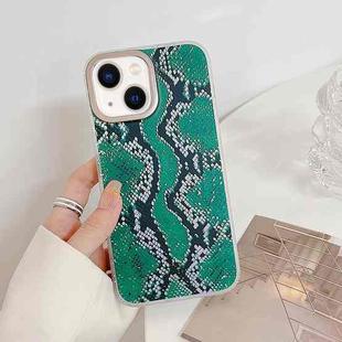 For iPhone 14 Plus Snake Texture Dual-side Laminating TPU Phone Case (Green)
