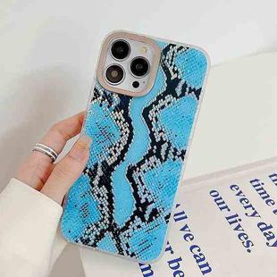 For iPhone 14 Pro Snake Texture Dual-side Laminating TPU Phone Case(Blue)