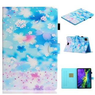 For iPad Pro 11 inch 2020 Painted Left and Right Flat Leather Tablet Case with Sleep Function & Card Slot & Buckle Anti-skid Strip and Bracket(Petal Rain)
