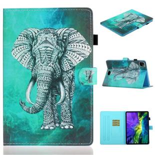 For iPad Pro 11 inch 2020 Painted Left and Right Flat Leather Tablet Case with Sleep Function & Card Slot & Buckle Anti-skid Strip and Bracket(Elephant)