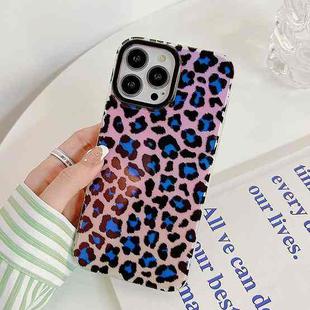 Leopard Texture Dual-side Laminating Phone Case For iPhone 14 Pro Max(Blue Pink)