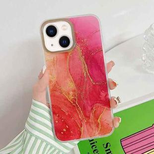 For iPhone 14 Marble Dual-side Laminating Electroplating Case (Red)