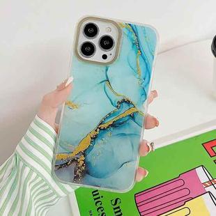 Marble Dual-side Laminating Electroplating Case For iPhone 13 Pro(Light Green)