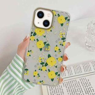 Dual-side Laminating Vintage Flowers Phone Case For iPhone 14(Golden Lotus)