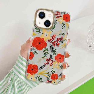 Dual-side Laminating Vintage Flowers Phone Case For iPhone 14(Tuna)