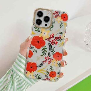Dual-side Laminating Vintage Flowers Phone Case For iPhone 14 Pro Max(Tuna)