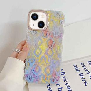 For iPhone 14 Plus Python Texture Dual-side Laminating Phone Case (Scorching Sun)