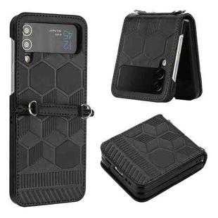 For Samsung Galaxy Z Flip3 5G Football Texture Leather Phone Case(Black)