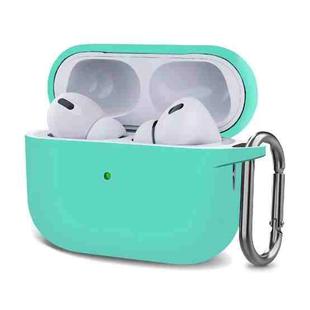 Silicone Thickening Wireless Earphone Protective Case with Hook For AirPods Pro 2(Mint Green)