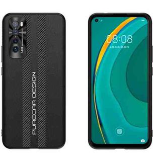 For Huawei nova 7 Carbon Fiber Texture Plain Leather Phone Case(Black)