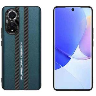 For Huawei nova 9 Carbon Fiber Texture Plain Leather Phone Case(Dark Green)
