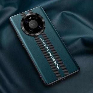 For Huawei Mate 40 Pro / Mate 40E Pro Carbon Fiber Texture Plain Leather Phone Case(Dark Green)