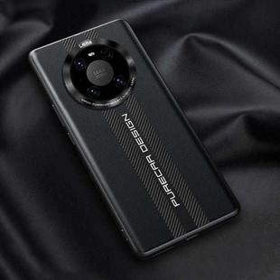 For Huawei Mate 40 Pro / Mate 40E Pro Carbon Fiber Texture Plain Leather Phone Case(Black)