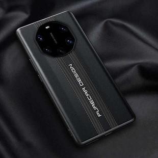 For Huawei Mate 40 RS Porsche Design Carbon Fiber Texture Plain Leather Phone Case(Black)