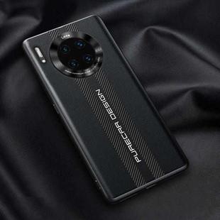 For Huawei Mate 30 Pro Carbon Fiber Texture Plain Leather Phone Case(Black)