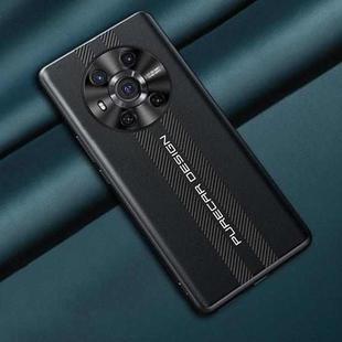 For Honor Magic3 Carbon Fiber Texture Plain Leather Phone Case(Black)