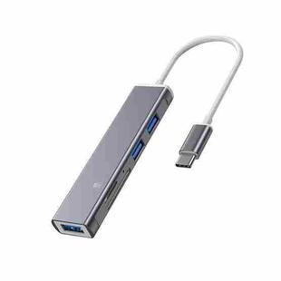 5 in 1 Type-C to SD / TF Card Slot + 3 USB Ports Multifunctional Docking Station HUB(Grey)
