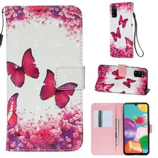 For Galaxy A41 3D Painting Horizontal Flip Leather Case with Holder & Card Slot & Wallet & Lanyard(Rose Butterfly)