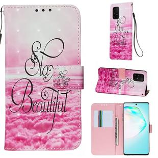 For Galaxy M80s 3D Painting Horizontal Flip Leather Case with Holder & Card Slot & Wallet & Lanyard(Pink Clouds)