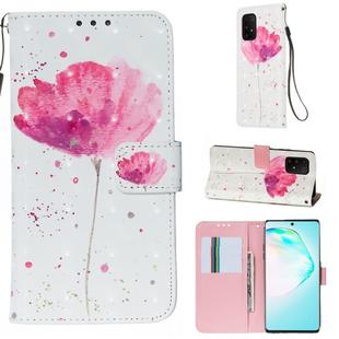 For Galaxy A91 3D Painting Horizontal Flip Leather Case with Holder & Card Slot & Wallet & Lanyard(Pink Flower)