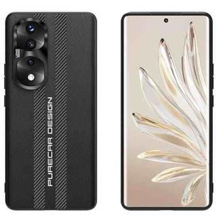 For Honor 70 Pro Carbon Fiber Texture Plain Leather Phone Case(Black)
