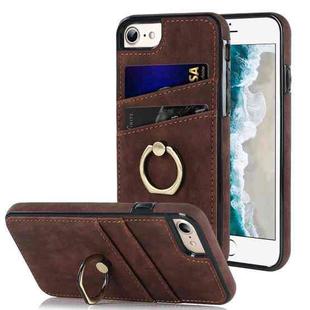 Vintage Patch Leather Phone Case with Ring Holder For iPhone SE 2022 / SE 2020 / 8 / 7(Brown)