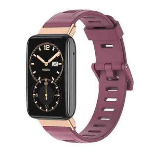 For Xiaomi Mi Band 7 Pro Mijobs Flat Hole TPU Watch Band(Wine Red Rose Gold)