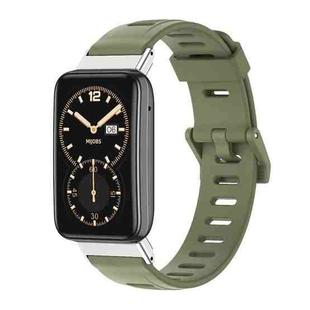 For Xiaomi Mi Band 7 Pro Mijobs Flat Hole TPU Watch Band(Army Green Silver)