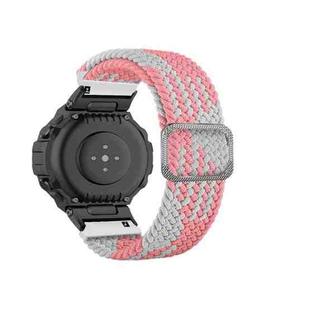 For Amazfit T-Rex / T-Rex Pro / Ares Adjustable Buckle Braided Nylon Watch Band(Pink White)