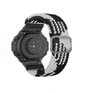 For Amazfit T-Rex / T-Rex Pro / Ares Adjustable Buckle Braided Nylon Watch Band(Black White)