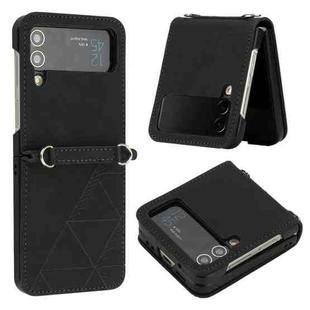 For Samsung Galaxy Z Flip4 3D Embossed Leather Phone Case(Black)