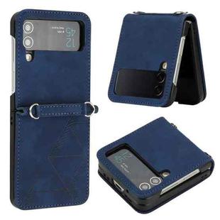 For Samsung Galaxy Z Flip4 3D Embossed Leather Phone Case(Blue)