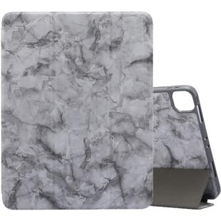 For iPad Pro 11 inch 2020 / 2018 Three-fold Marble Texture Protective Tablet Case with Pen Slot & Sleep / Screen Suction Function(Black Gray)