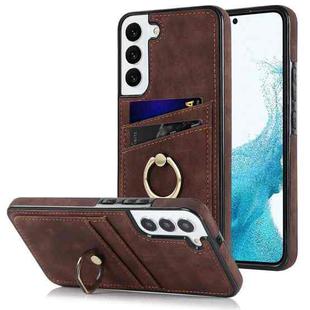 For Samsung Galaxy S22+ 5G Vintage Patch Leather Phone Case with Ring Holder(Brown)