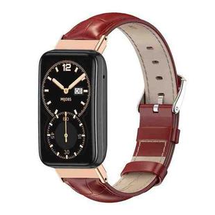 For Xiaomi Mi Band 7 Pro Mijobs Genuine Leather Top Layer Cowhide Watch Band(Bamboo Red Rose Gold)