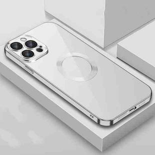 For iPhone 14 Plus 9D Plated Lens Film Clear Phone Case (Silver)