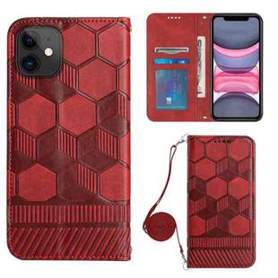 For iPhone 11 Crossbody Football Texture Magnetic PU Phone Case (Red)
