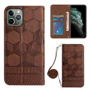 For iPhone 11 Pro Max Crossbody Football Texture Magnetic PU Phone Case (Brown)