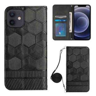 For iPhone 12 Crossbody Football Texture Magnetic PU Phone Case(Black)
