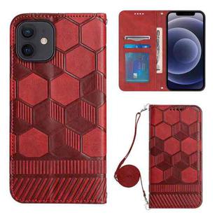For iPhone 12 Crossbody Football Texture Magnetic PU Phone Case(Red)