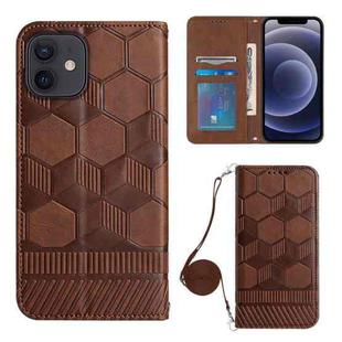 For iPhone 12 mini Crossbody Football Texture Magnetic PU Phone Case (Brown)