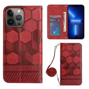 For iPhone 13 Pro Max Crossbody Football Texture Magnetic PU Phone Case (Red)