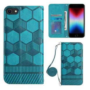 For iPhone SE 2022 / SE 2020 / 8 / 7 Crossbody Football Texture Magnetic PU Phone Case(Light Blue)