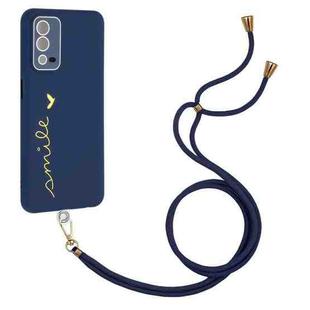 For OPPO A55 4G Gilding Line TPU Phone Case with Strap(Royal Blue)