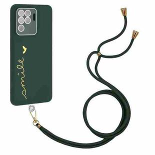 For OPPO F19 Pro / Reno5 F / Reno5 Lite / A94 4G Gilding Line TPU Phone Case with Strap(Dark Green)
