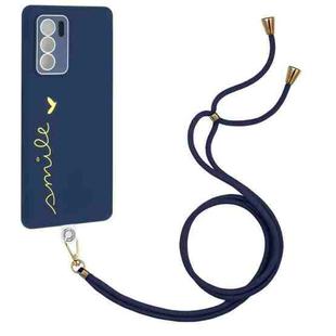 For OPPO Reno6 5G Gilding Line TPU Phone Case with Strap(Royal Blue)