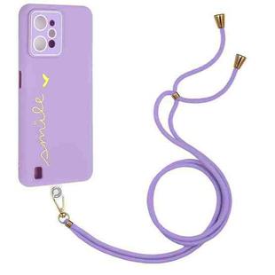 For Realme C31 Gilding Line TPU Phone Case with Strap(Light Purple)