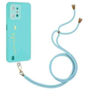 For Realme C31 Gilding Line TPU Phone Case with Strap(Light Blue)
