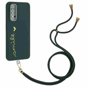 For Realme 7 4G / Narzo 20 Pro Gilding Line TPU Phone Case with Strap(Dark Green)