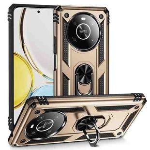 For Honor X9 Shockproof TPU + PC Phone Case with 360 Degree Rotating Holder(Gold)